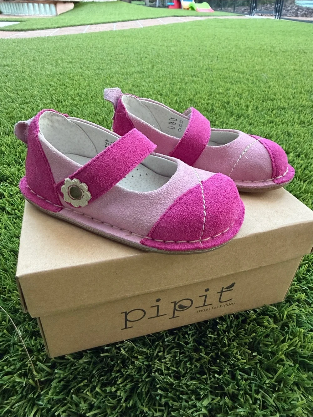Girls Two-Tone Pink Suede Mary Jane Shoes